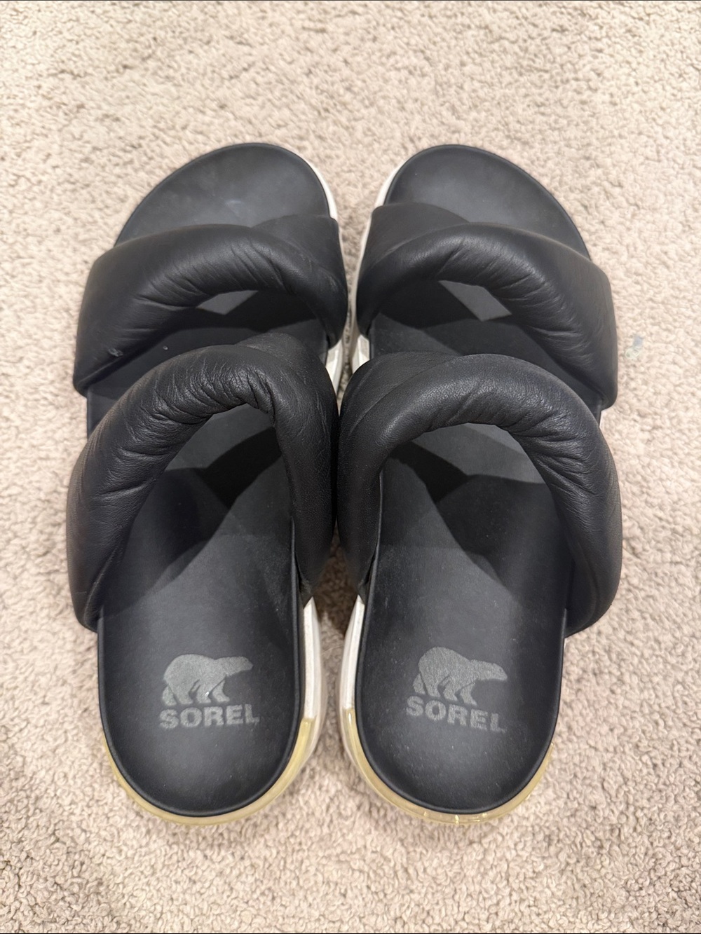 Sorel Womens ultra comfy Black Padded Slide Sandals
